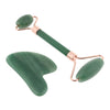 Natural Jade Facial Massage Double Roller Guasha Massager Board Set Rose Gold