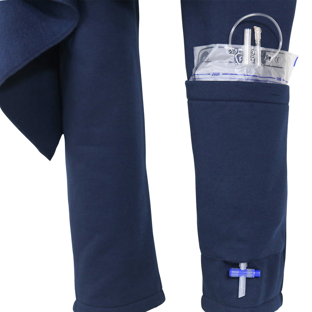 Incontinence Bedridden Patients Cloth Open Crotch Trouser Pants Blue M