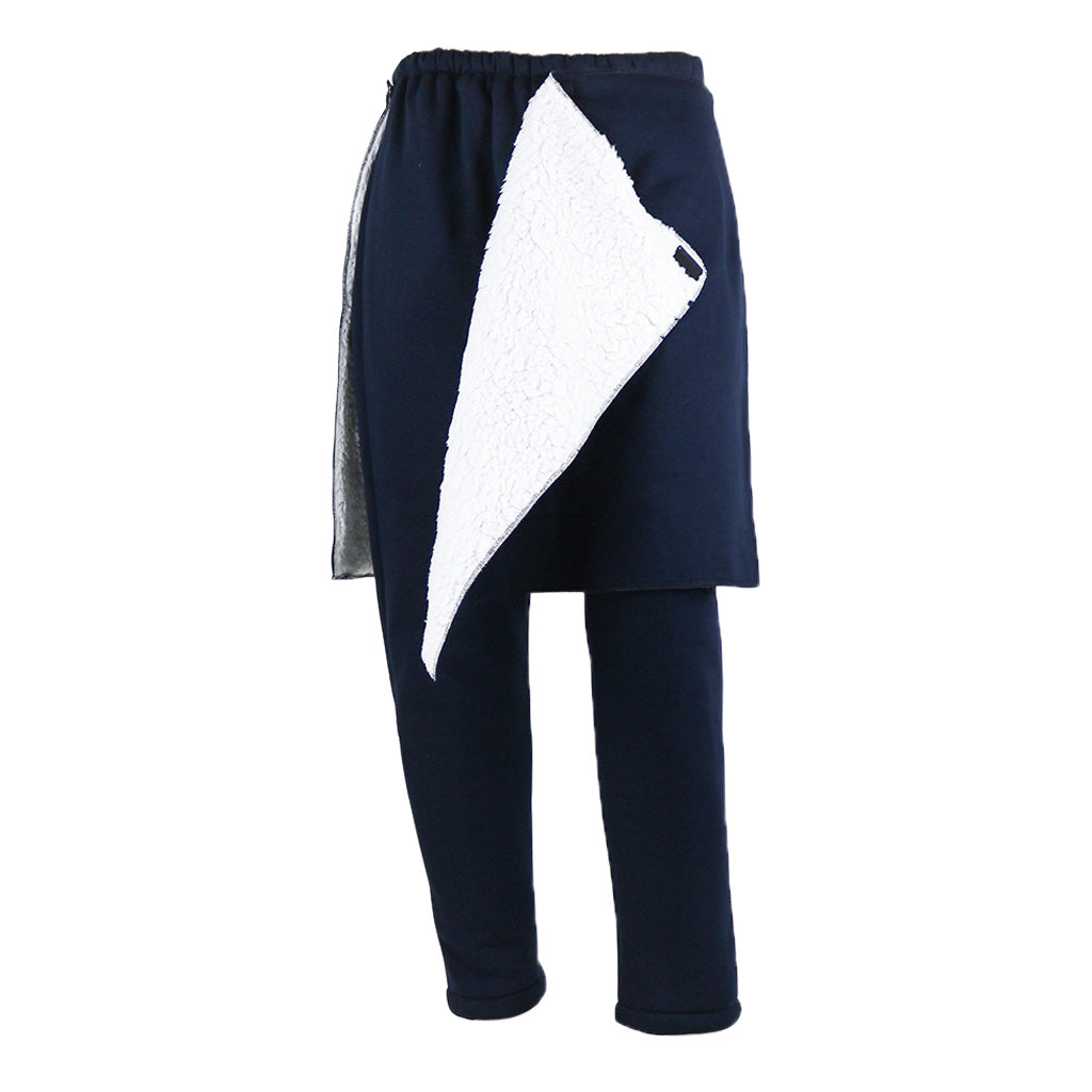 Incontinence Bedridden Patients Cloth Open Crotch Trouser Pants Blue M