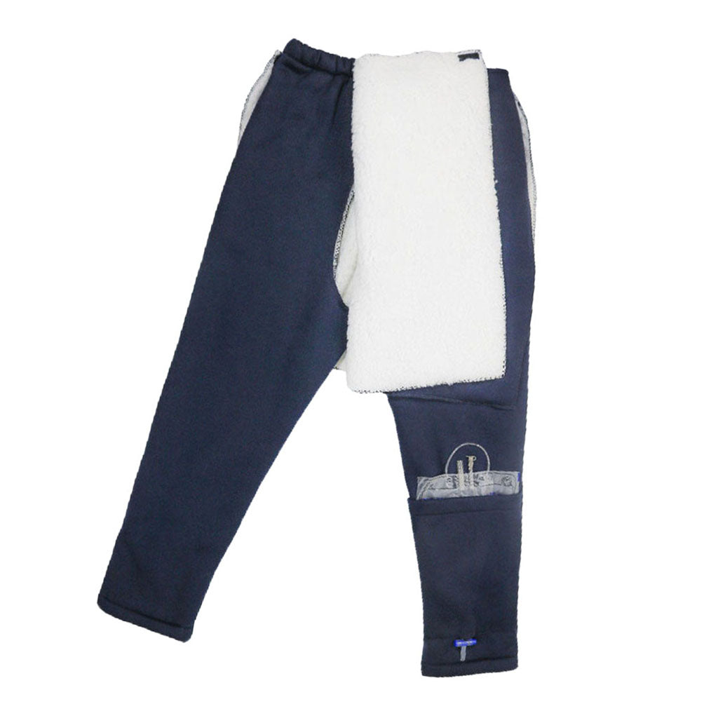 Incontinence Bedridden Patients Cloth Open Crotch Trouser Pants Blue M