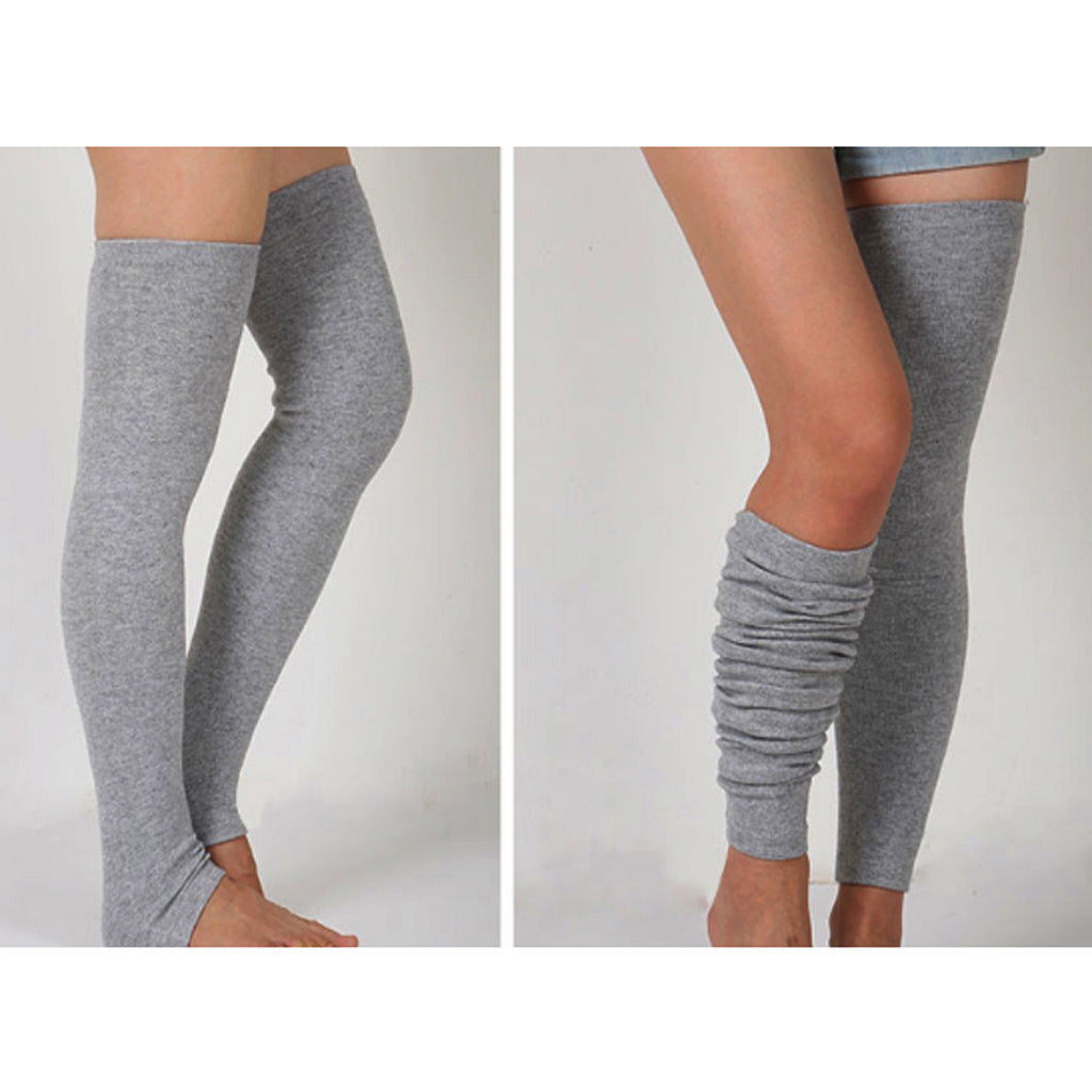 1 Pair Women Winter Over Knee Footless Socks Leg Warmer Sleeves  Gray