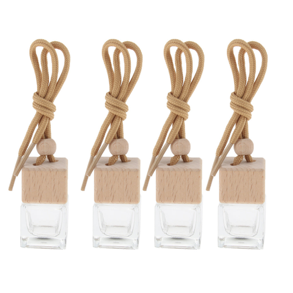 4 Pieces 6ML Car Hanging Perfume Bottle Essential Oil Vials Pendant Decor