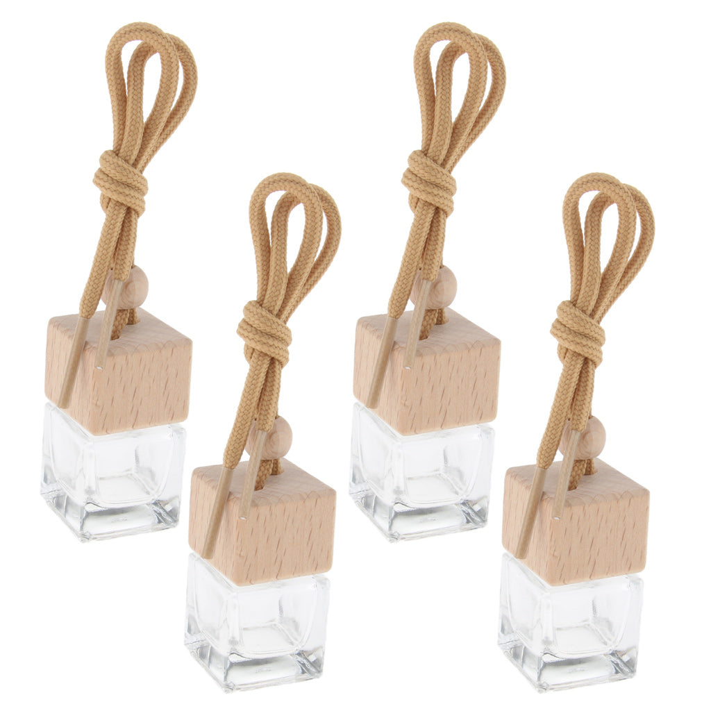 4 Pieces 6ML Car Hanging Perfume Bottle Essential Oil Vials Pendant Decor