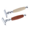 Wood Handle Double Edge Safety Shaving Razors Moustache Grooming Tool Brown