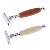 Wood Handle Double Edge Safety Shaving Razors Moustache Grooming Tool Brown