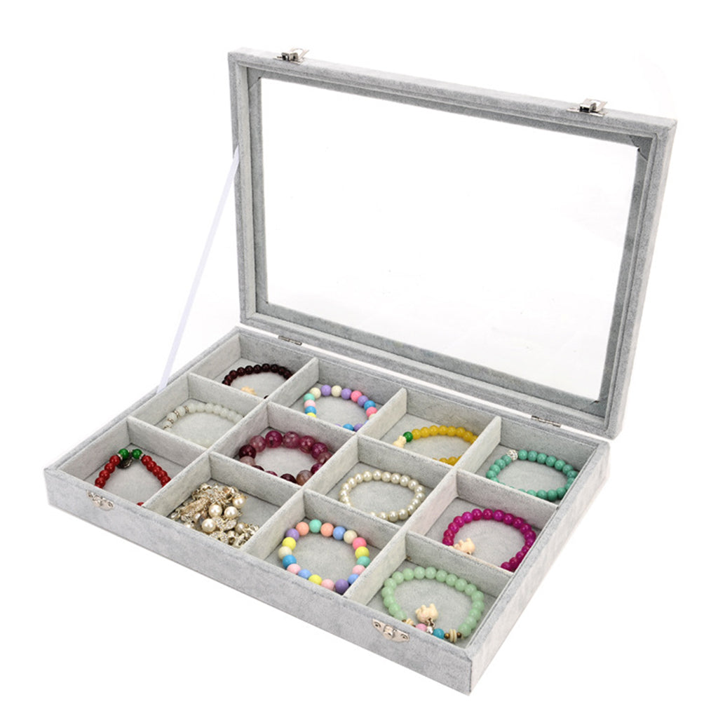 Gray Velvet Stackable Jewelry Display Tray Case for Jewellery Earrings e