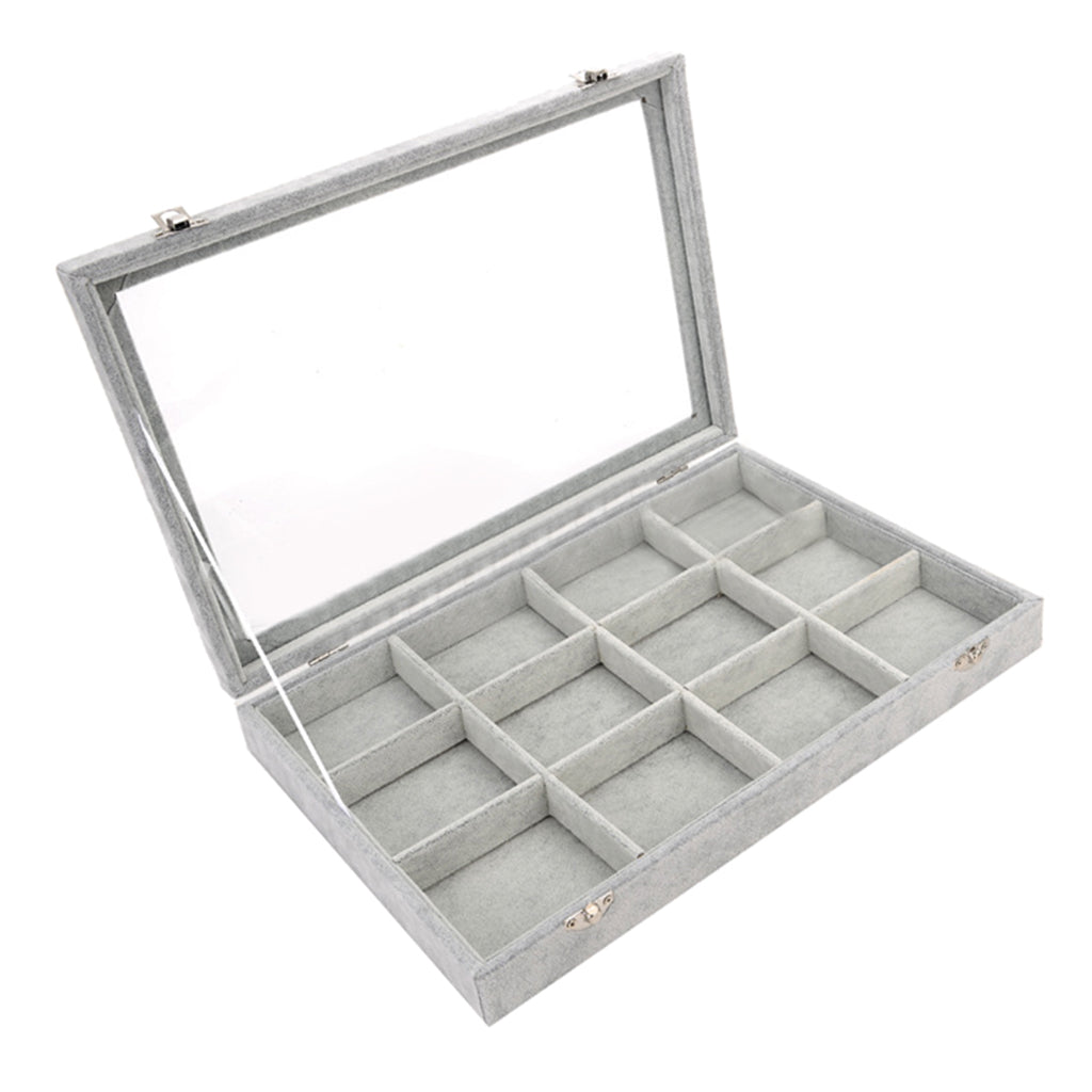 Gray Velvet Stackable Jewelry Display Tray Case for Jewellery Earrings e