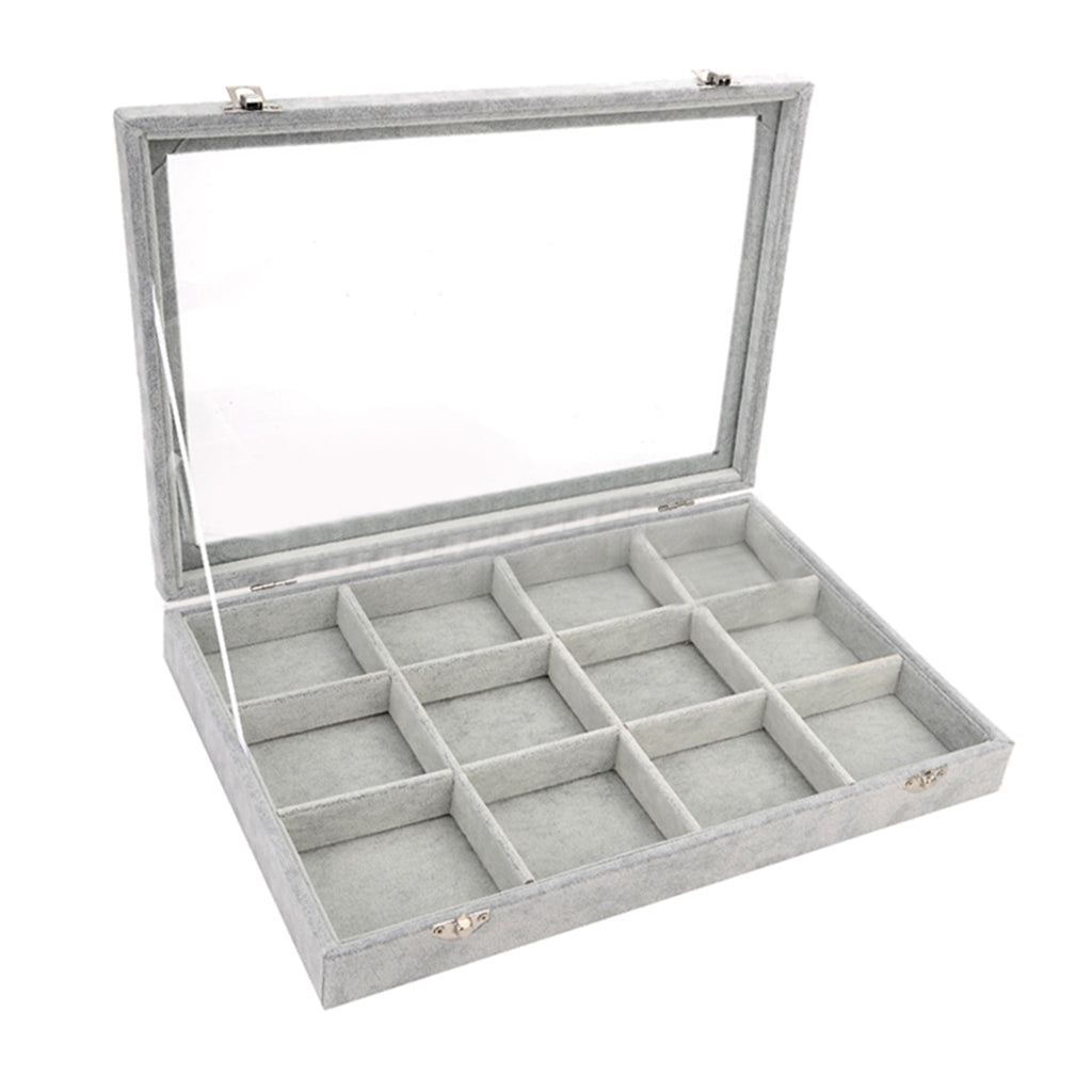 Gray Velvet Stackable Jewelry Display Tray Case for Jewellery Earrings e