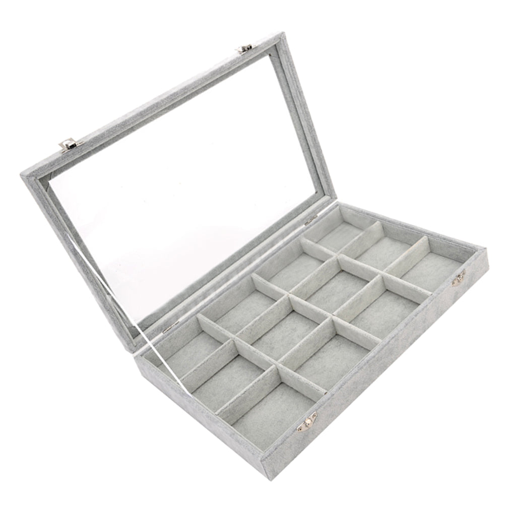 Gray Velvet Stackable Jewelry Display Tray Case for Jewellery Earrings e