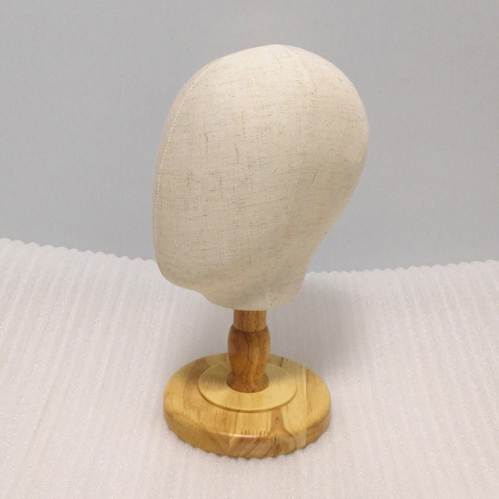 Canvas Tabletop Wig Mannequin Hat Holder Stand Display Manikin Model Low Wood