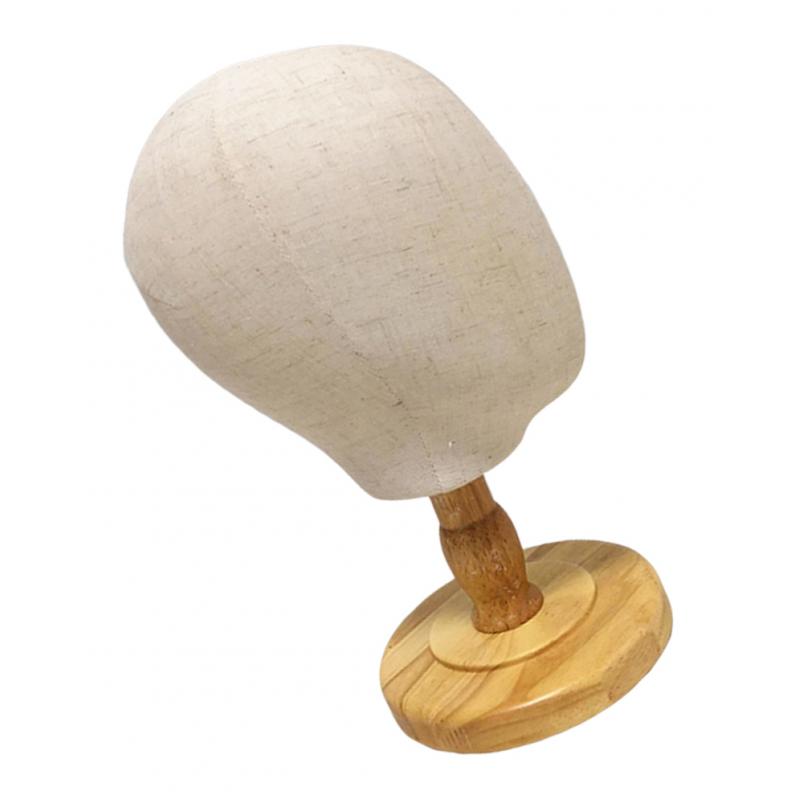 Canvas Tabletop Wig Mannequin Hat Holder Stand Display Manikin Model Low Wood