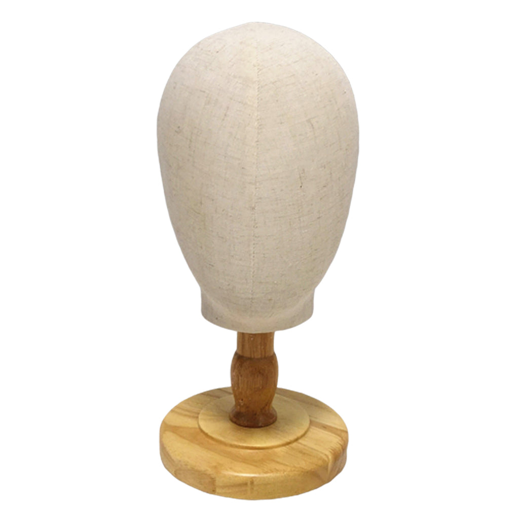 Canvas Tabletop Wig Mannequin Hat Holder Stand Display Manikin Model Low Wood