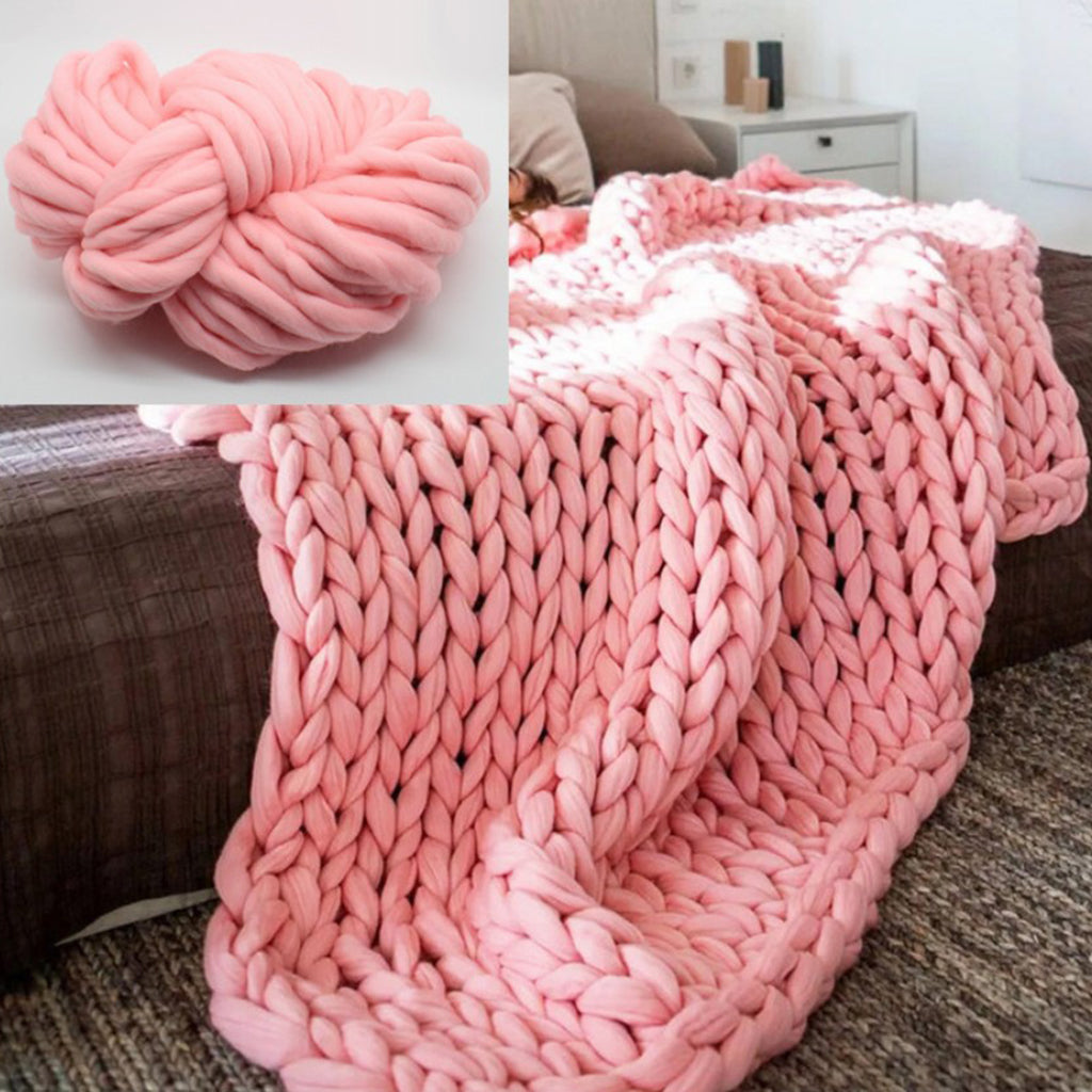 Knitted Throw Blanket for Couch Machine Washable Pink