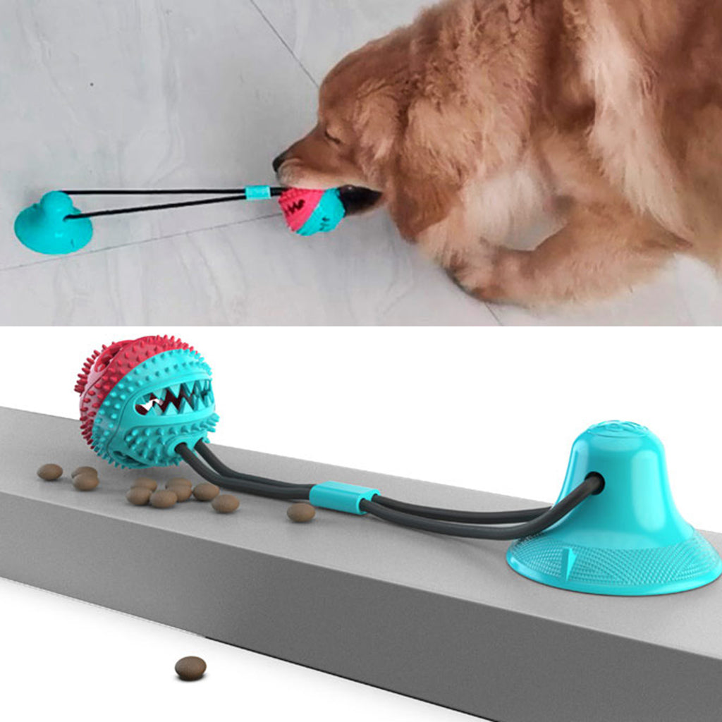 Multifunction Dog Iterative Tug Toy Rubber Suction Cup Toy Ball Color Random