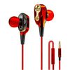 Wire Sport In-Ear Earbuds Headphone Double trumpet HiFi Bass Red