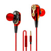 Wire Sport In-Ear Earbuds Headphone Double trumpet HiFi Bass Red