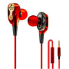 Wire Sport In-Ear Earbuds Headphone Double trumpet HiFi Bass Red