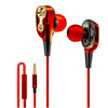 Wire Sport In-Ear Earbuds Headphone Double trumpet HiFi Bass Red