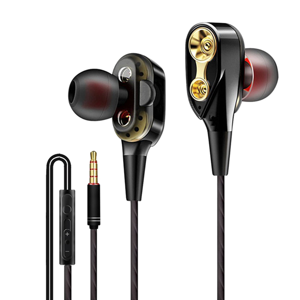 Wire Sport In-Ear Earbuds Headphone Double trumpet HiFi Bass Black