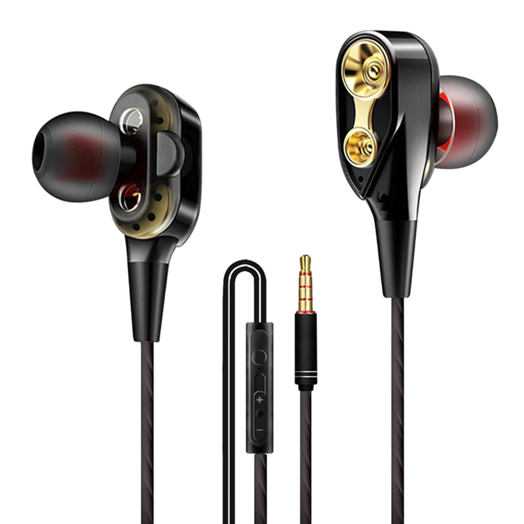 Wire Sport In-Ear Earbuds Headphone Double trumpet HiFi Bass Black