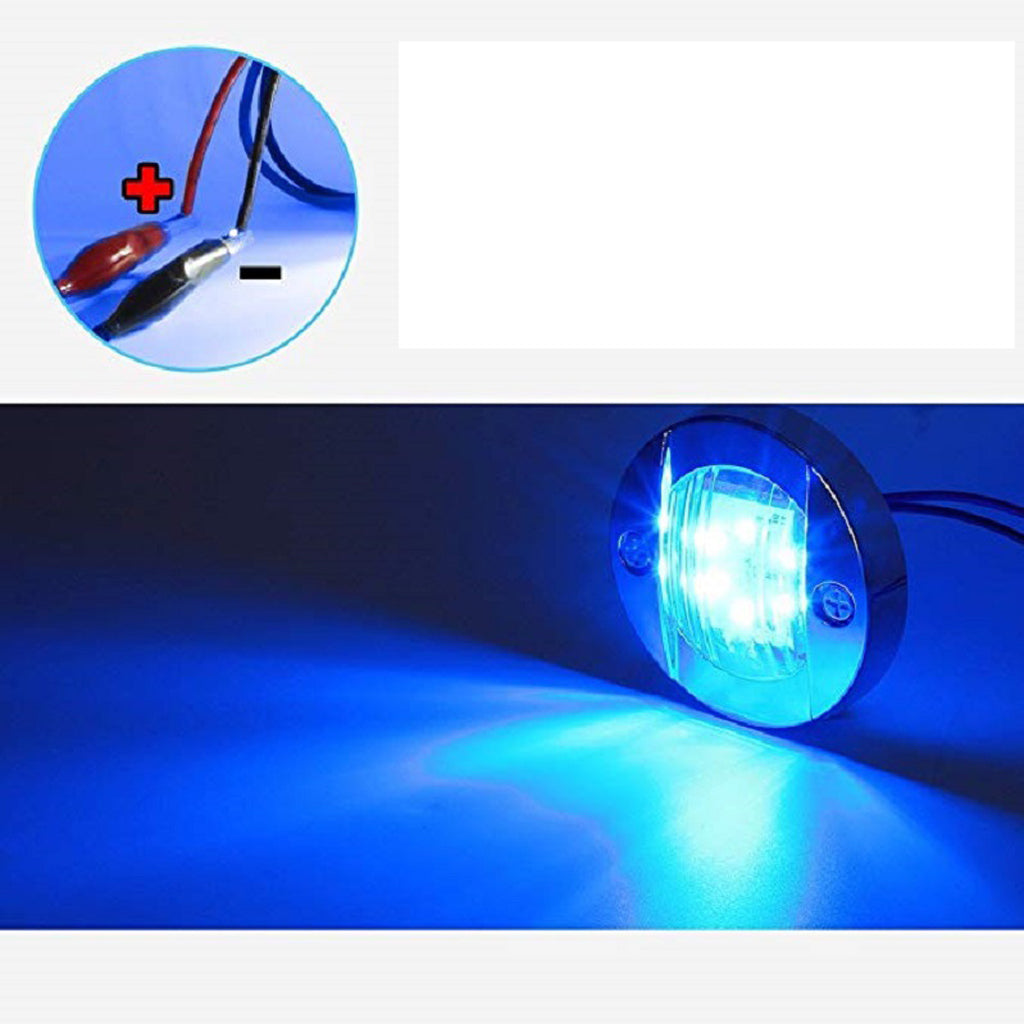 Boat LED Rail Light E011053-BU  Blue Pin 12V Brushed Nickle Bezel