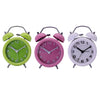 Travel Non-ticking Classic Analog Twin Bell Alarm Clock with Backlight White