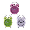 Travel Non-ticking Classic Analog Twin Bell Alarm Clock with Backlight White