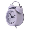 Travel Non-ticking Classic Analog Twin Bell Alarm Clock with Backlight White