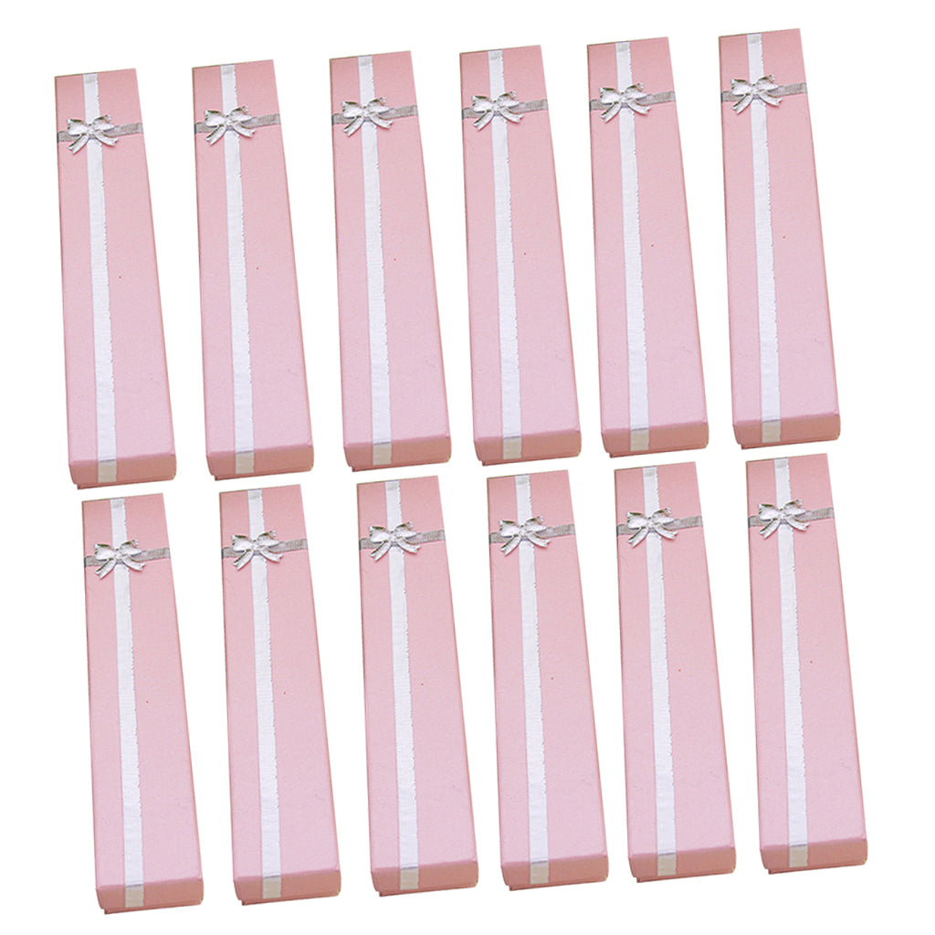 12x Bow Jewelry Box Ring Necklace Paper Box Gift Box Organizer Box Pink