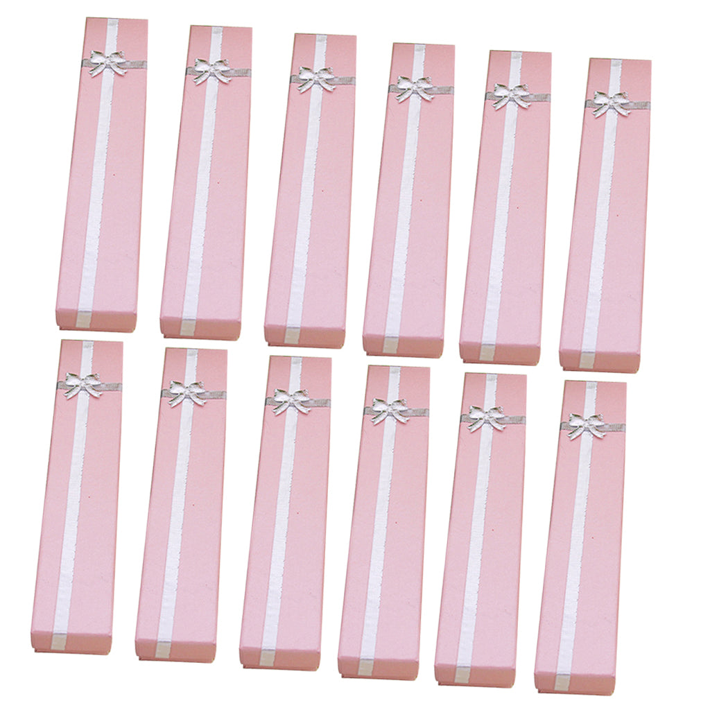 12x Bow Jewelry Box Ring Necklace Paper Box Gift Box Organizer Box Pink