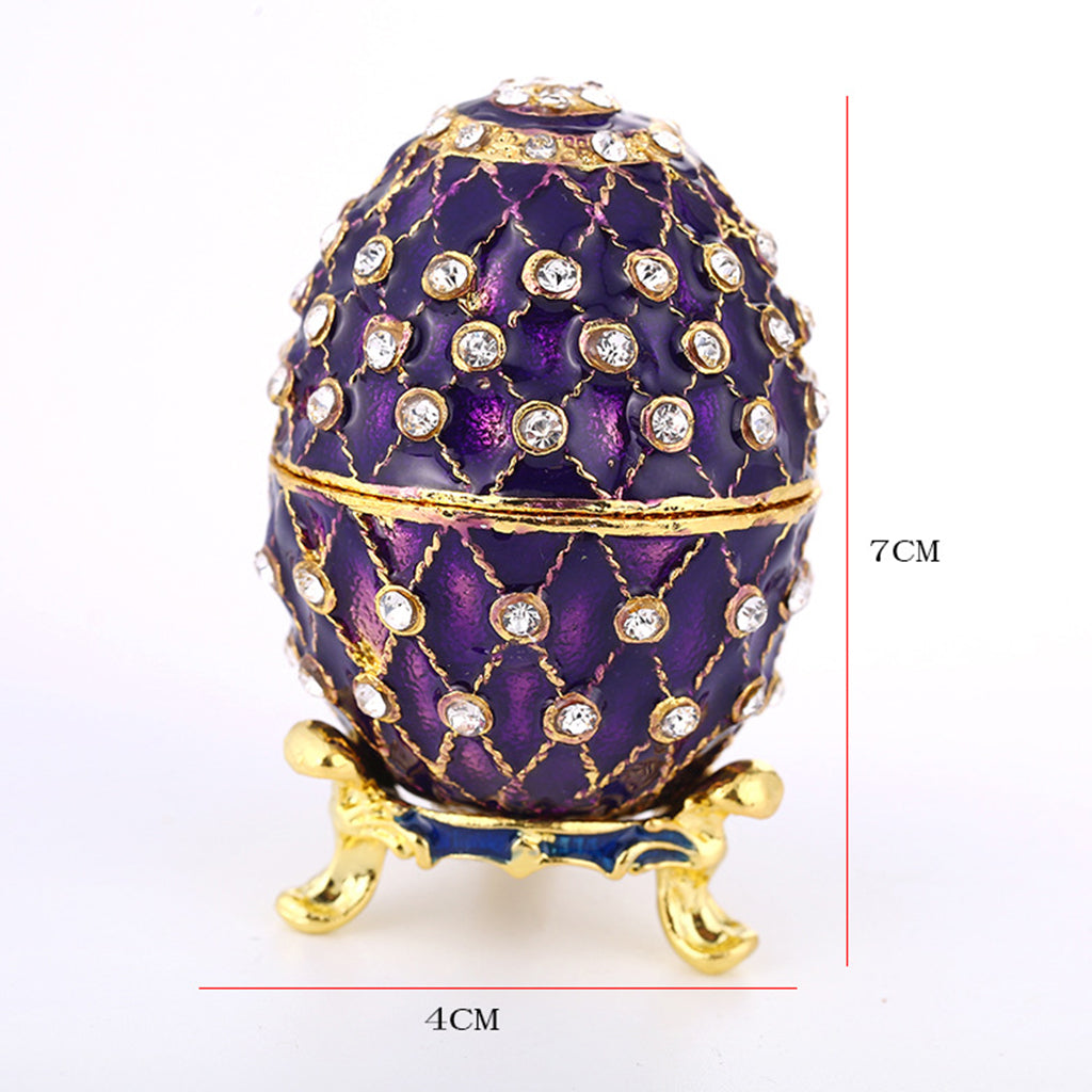 Purple Easter Egg Jewelry Box Enamel Trinket Holder Desk Decor Keepsake