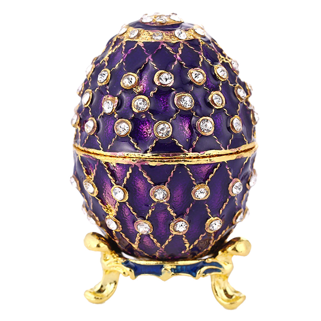 Purple Easter Egg Jewelry Box Enamel Trinket Holder Desk Decor Keepsake