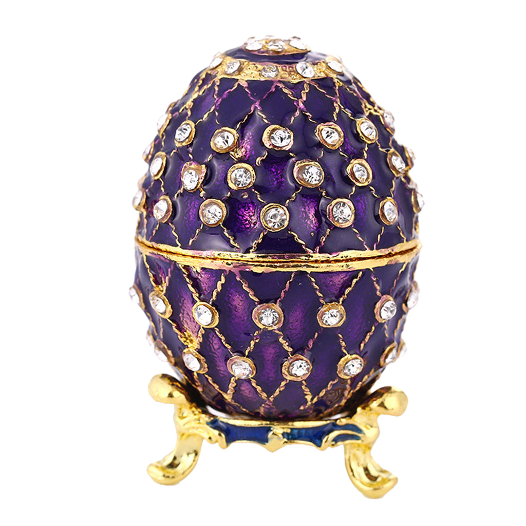 Purple Easter Egg Jewelry Box Enamel Trinket Holder Desk Decor Keepsake