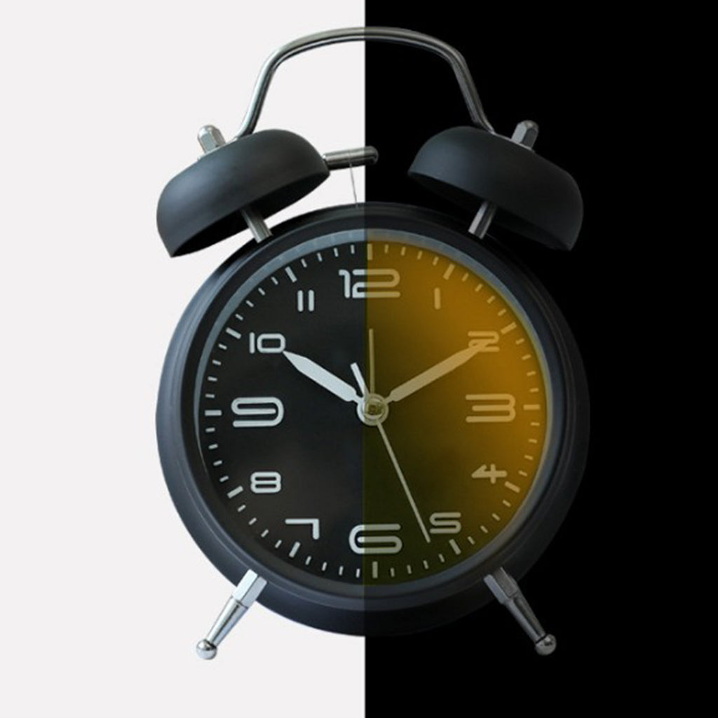 Classical Metal Alarm Clock Wind Up Mechanical Alarm Bell Black