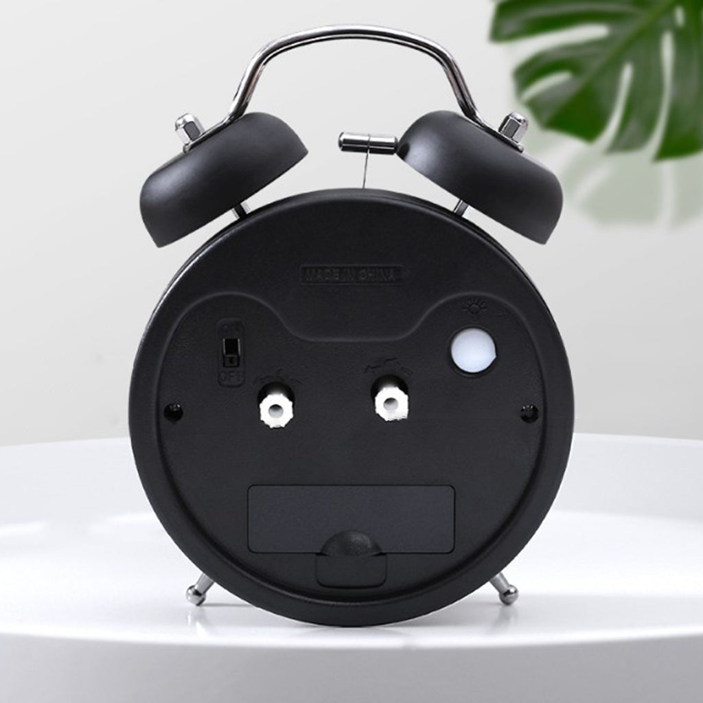 Classical Metal Alarm Clock Wind Up Mechanical Alarm Bell Black