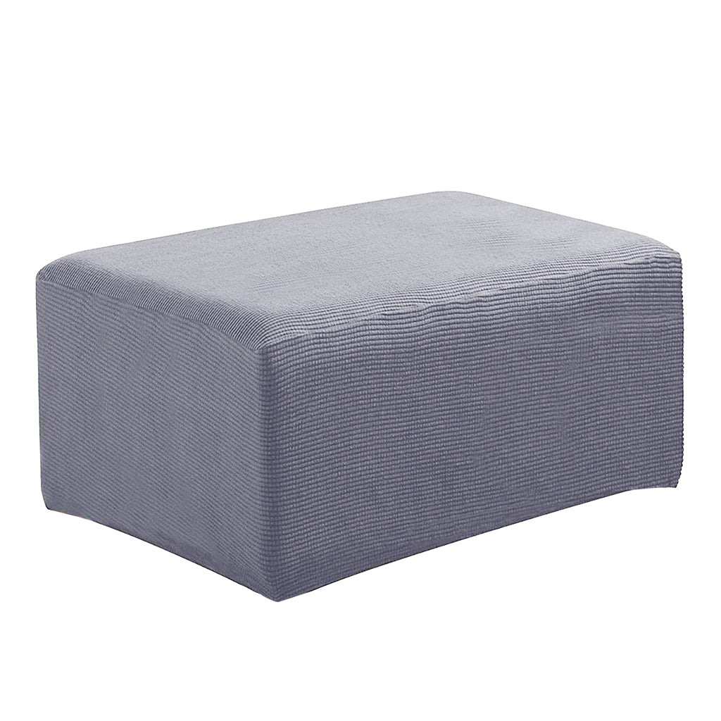 Stretch Ottoman Pouf Cover Footrest Stool Slipcover Protector Gray