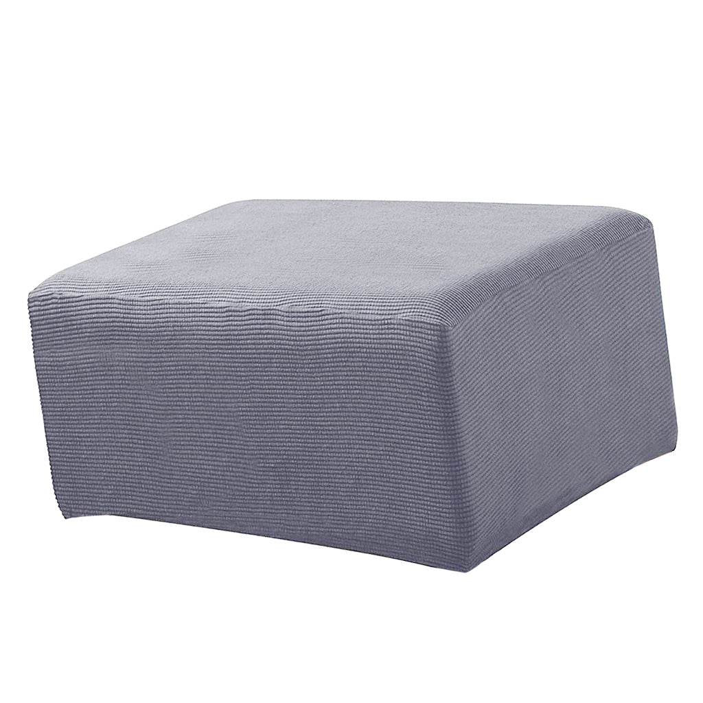 Stretch Ottoman Pouf Cover Footrest Stool Slipcover Protector Gray