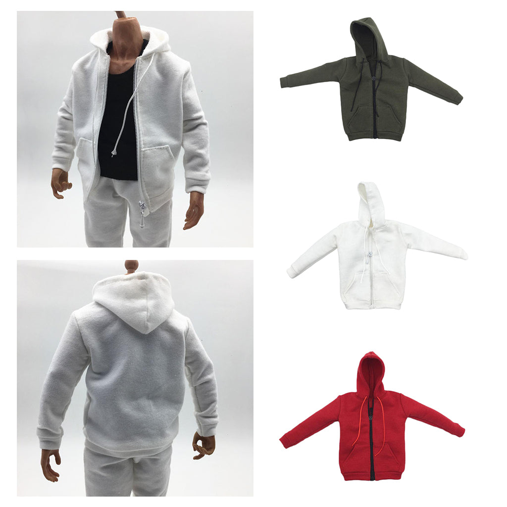 1/6 Men Hooddie Set Clothing for Phicen Figures Toy Accessories Parts white