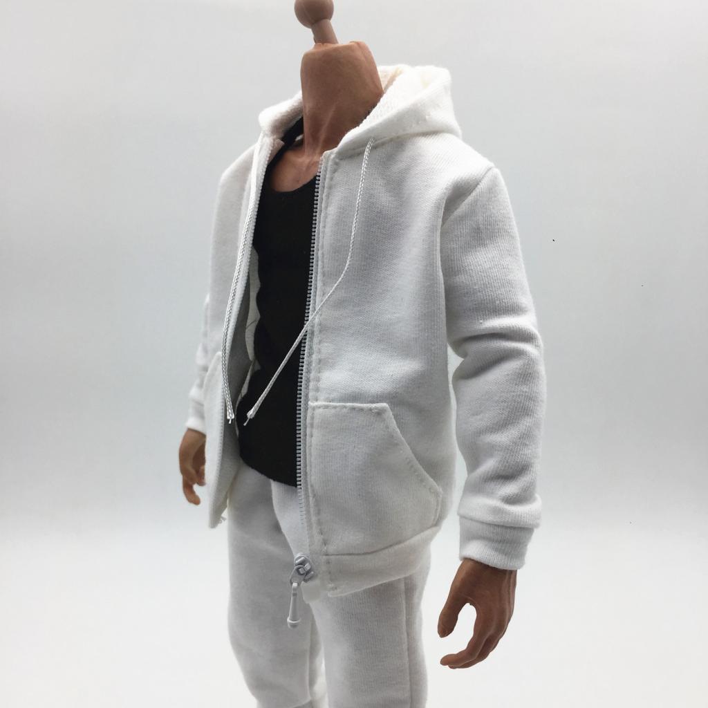 1/6 Men Hooddie Set Clothing for Phicen Figures Toy Accessories Parts white