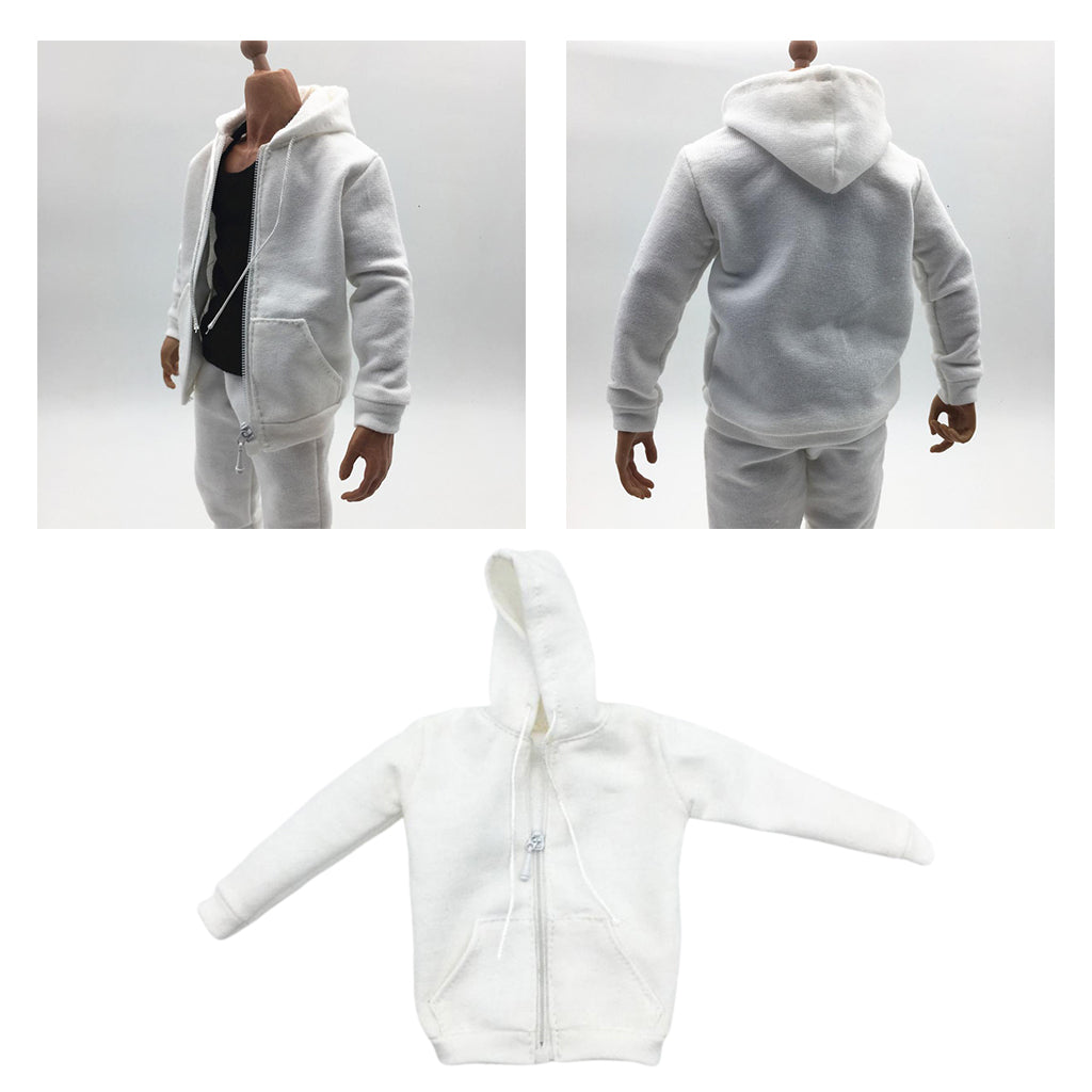 1/6 Men Hooddie Set Clothing for Phicen Figures Toy Accessories Parts white