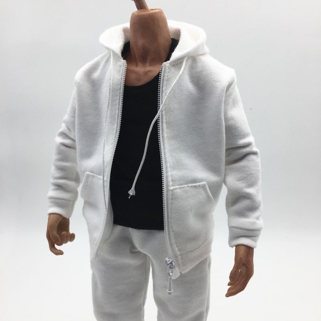 1/6 Men Hooddie Set Clothing for Phicen Figures Toy Accessories Parts white