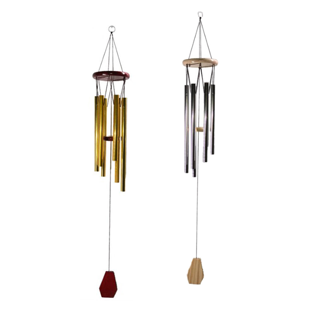 Outdoor Garden Wind Chime Deep Tone Aluminium Tube Windchimes Pendant Silver