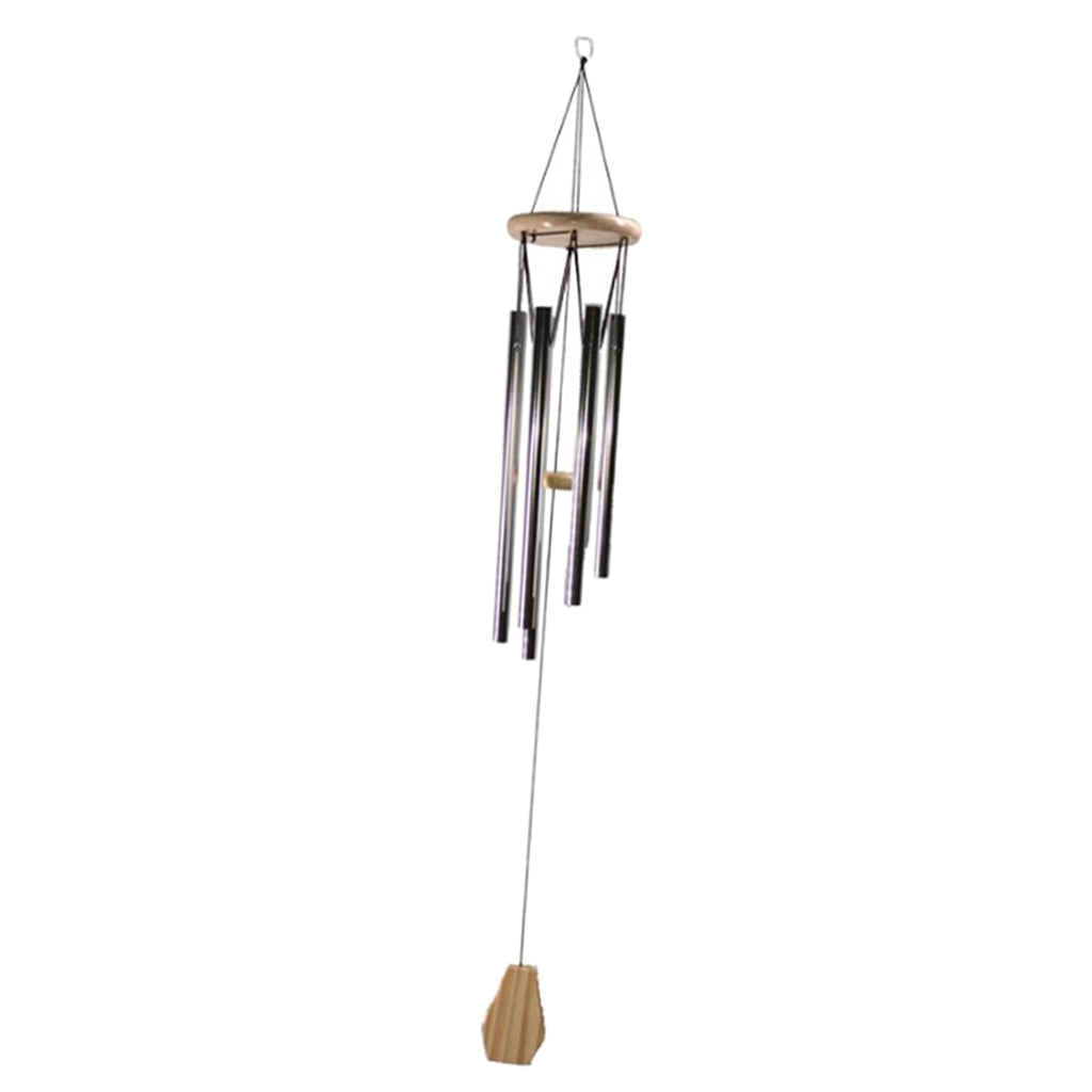 Outdoor Garden Wind Chime Deep Tone Aluminium Tube Windchimes Pendant Silver