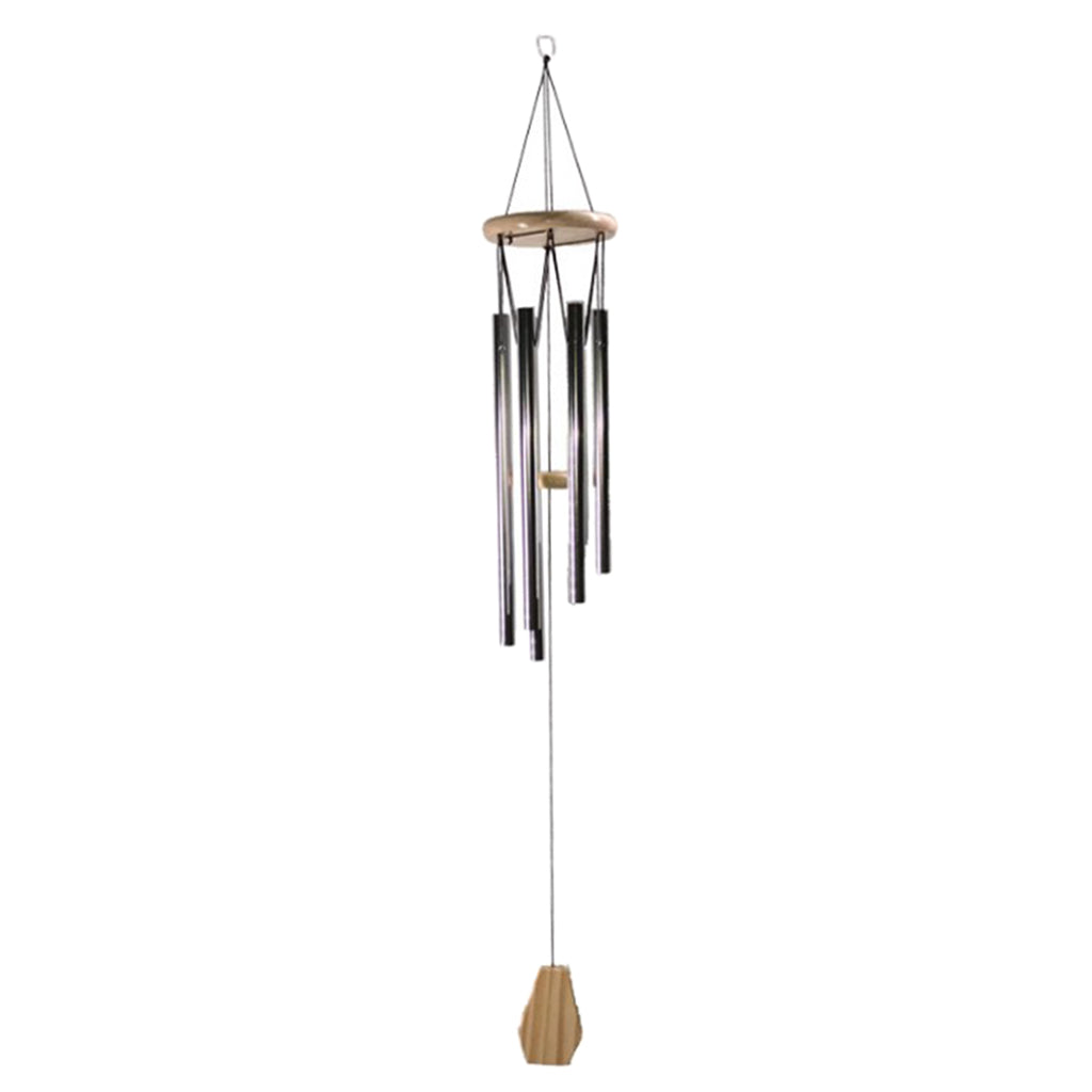 Outdoor Garden Wind Chime Deep Tone Aluminium Tube Windchimes Pendant Silver