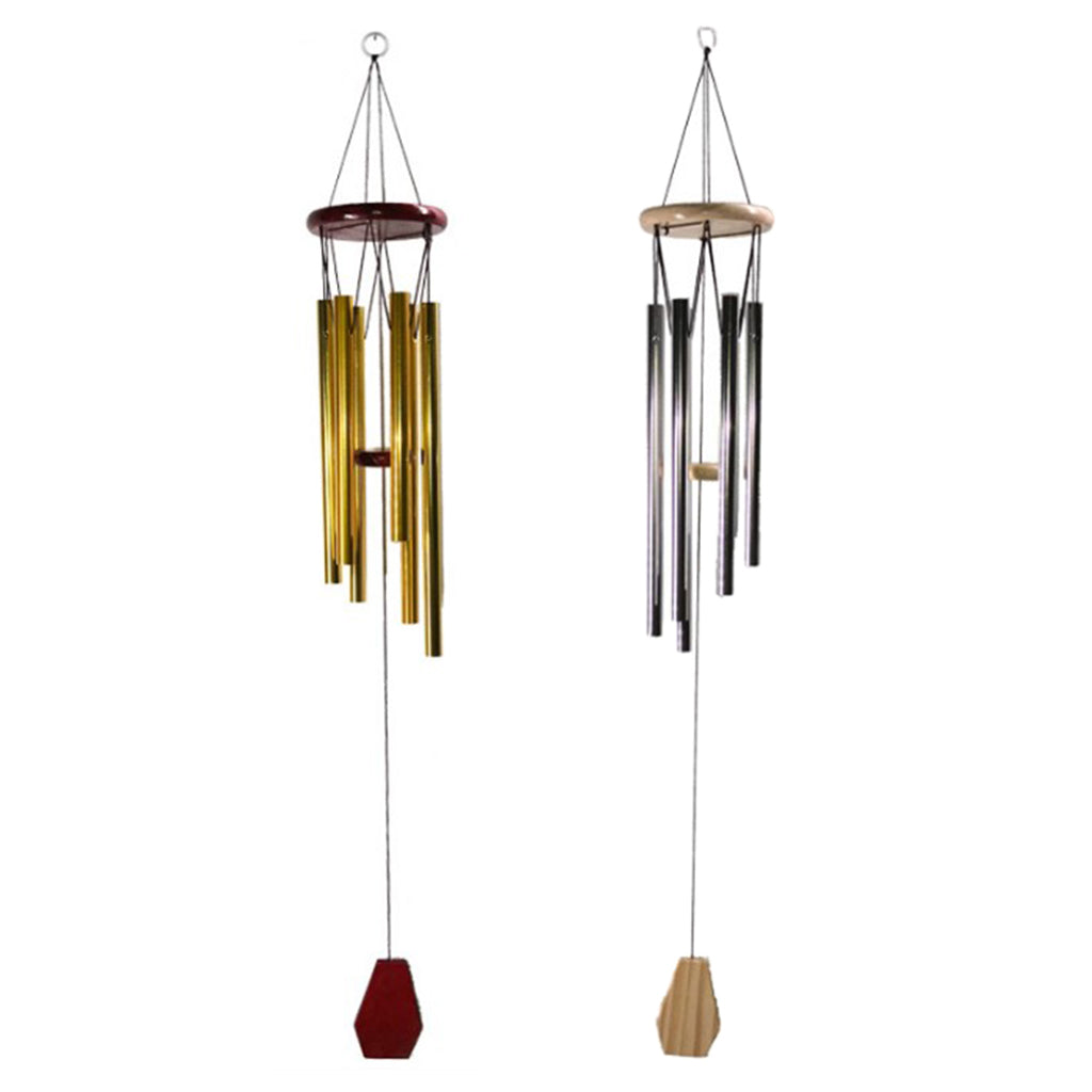 Outdoor Garden Wind Chime Deep Tone Aluminium Tube Windchimes Pendant Silver