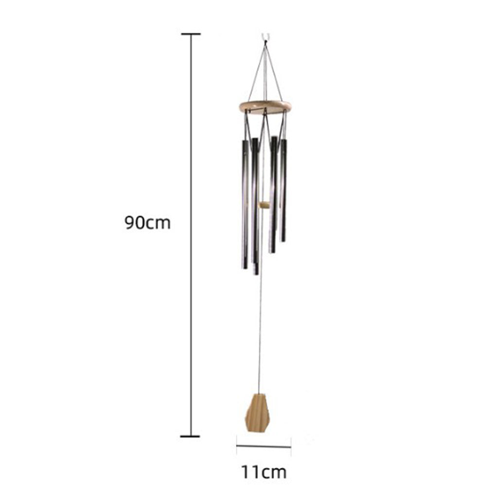 Outdoor Garden Wind Chime Deep Tone Aluminium Tube Windchimes Pendant Silver