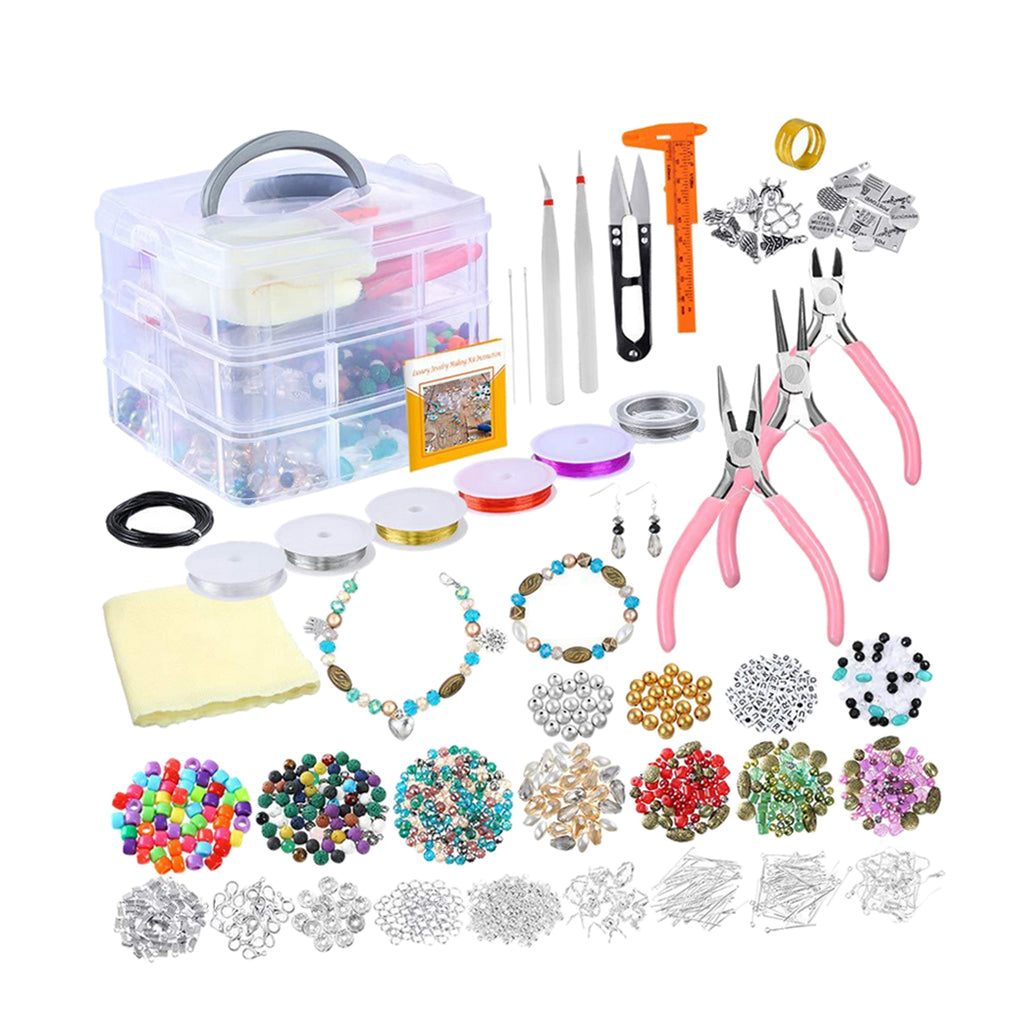 1set Jewelry Making Starter Kit DIY Accessory Tools Beads Pliers Pins Wires