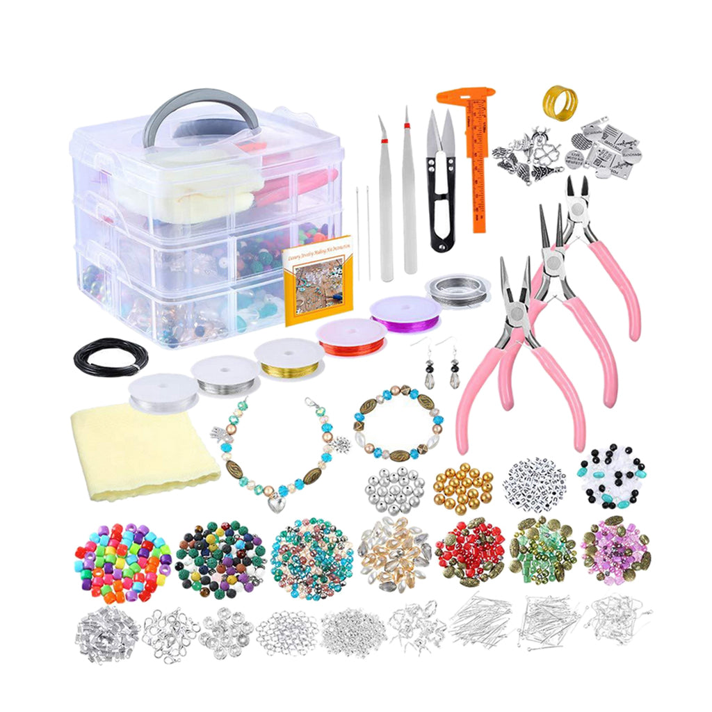 1set Jewelry Making Starter Kit DIY Accessory Tools Beads Pliers Pins Wires