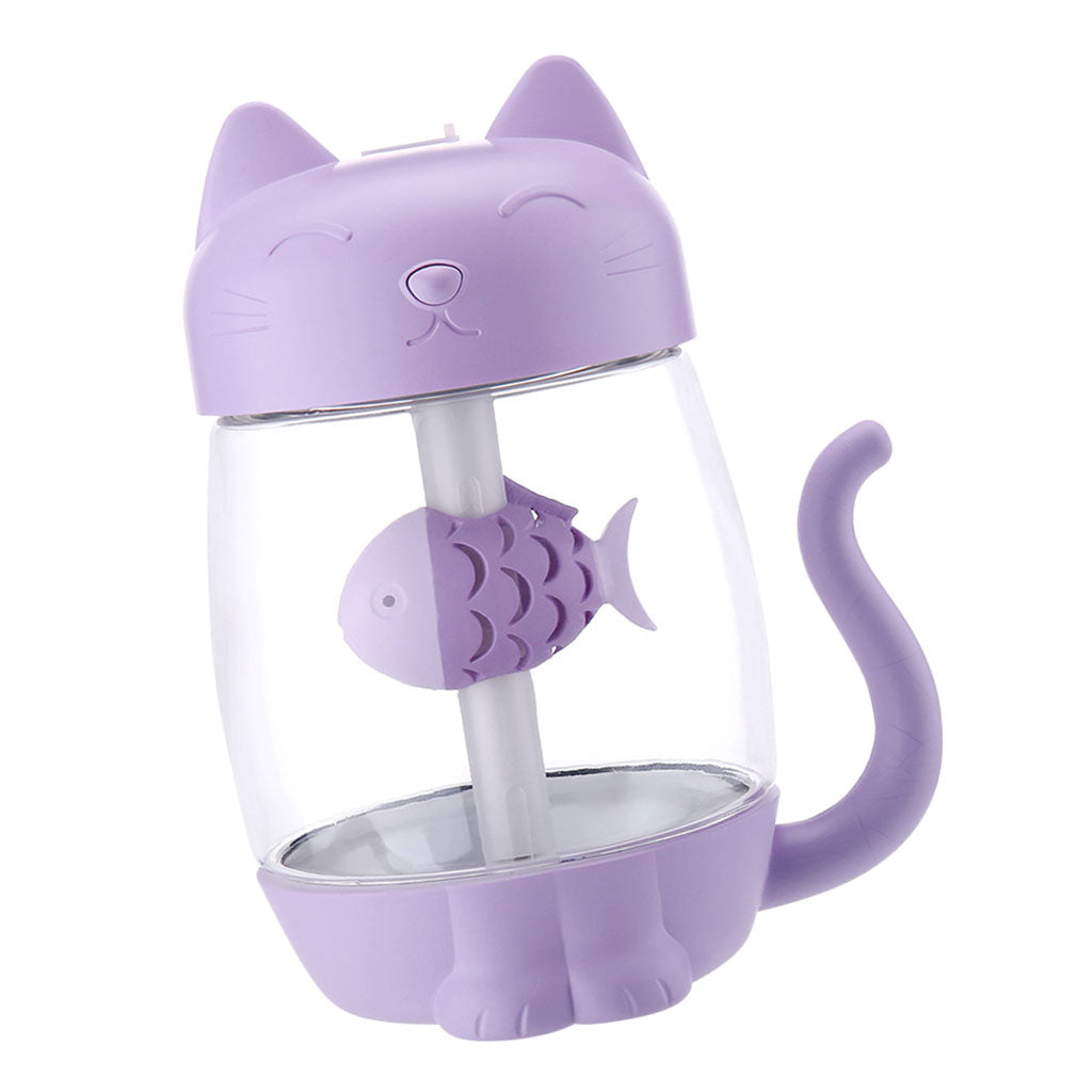 3 In 1 USB Cute Cat Air Humidifier Cool Mist Maker Mini Humidifier  Purple