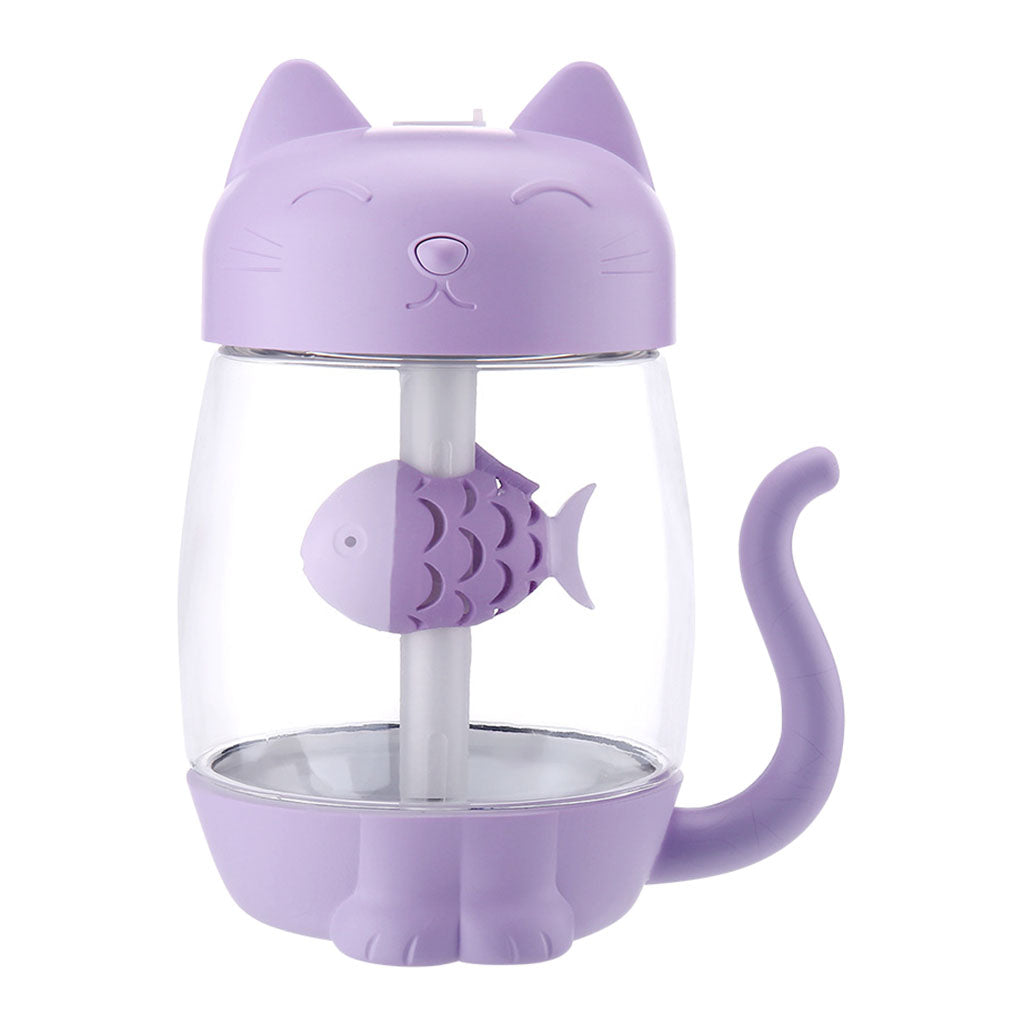 3 In 1 USB Cute Cat Air Humidifier Cool Mist Maker Mini Humidifier  Purple